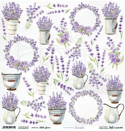 Papier 30x30 Lavender Flowers elementy do wycinania SP-14 Scrap and Me