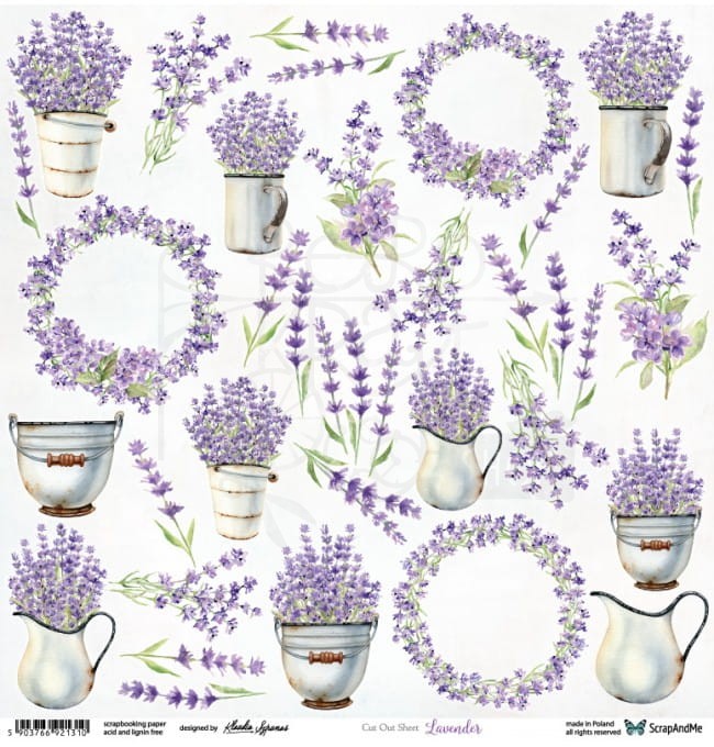 Papier 30x30 Lavender Flowers elementy do wycinania SP-14 Scrap and Me