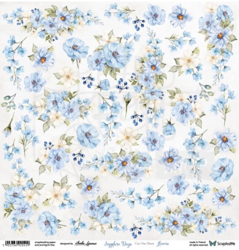 Papier 30x30 Sapphire Days Flowers elementy do wycinania SD-12 Scrap and Me