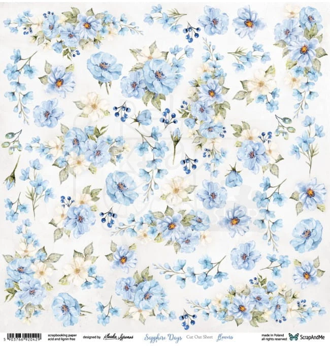 Papier 30x30 Sapphire Days Flowers elementy do wycinania SD-12 Scrap and Me