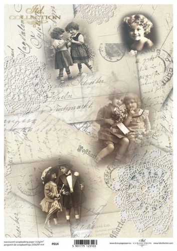 Pergamin do scrapbookingu A4 retro stare fotografie zdjęcia listy pismo P0014 ITD Collection