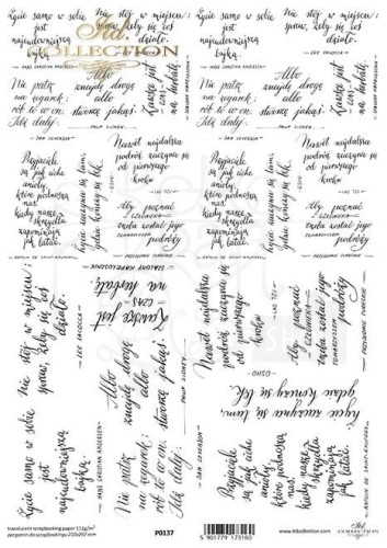 Pergamin do scrapbookingu A4 sentencje cytaty po polsku P0137 ITD Collection