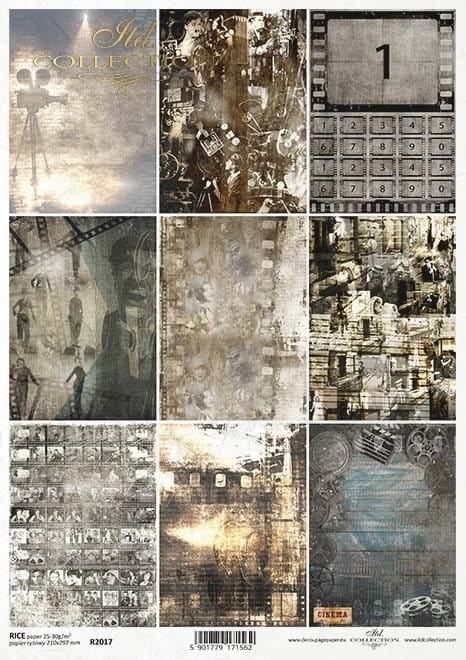 Papier ryżowy A4 Magia kina - Karty klatki filmowe aktorzy napisy R2017 ITD Collection