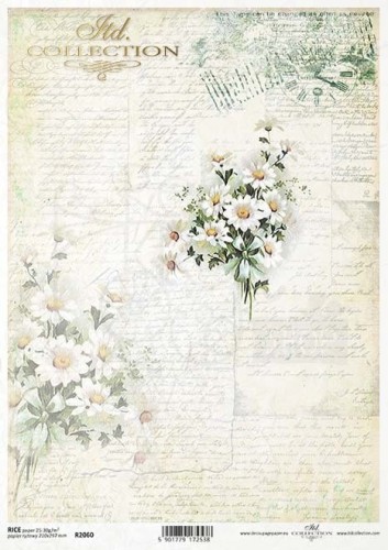 Papier ryżowy A4 Retro pismo bukieciki z kwiatów R2060 ITD Collection