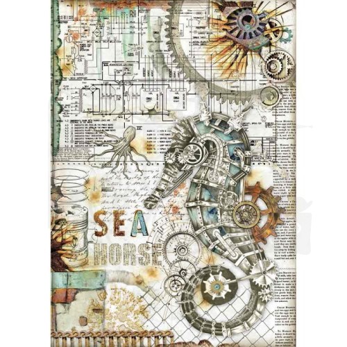 Papier ryżowy A4 Sea World Seahorse Konik morski DFSA4431 Stamperia