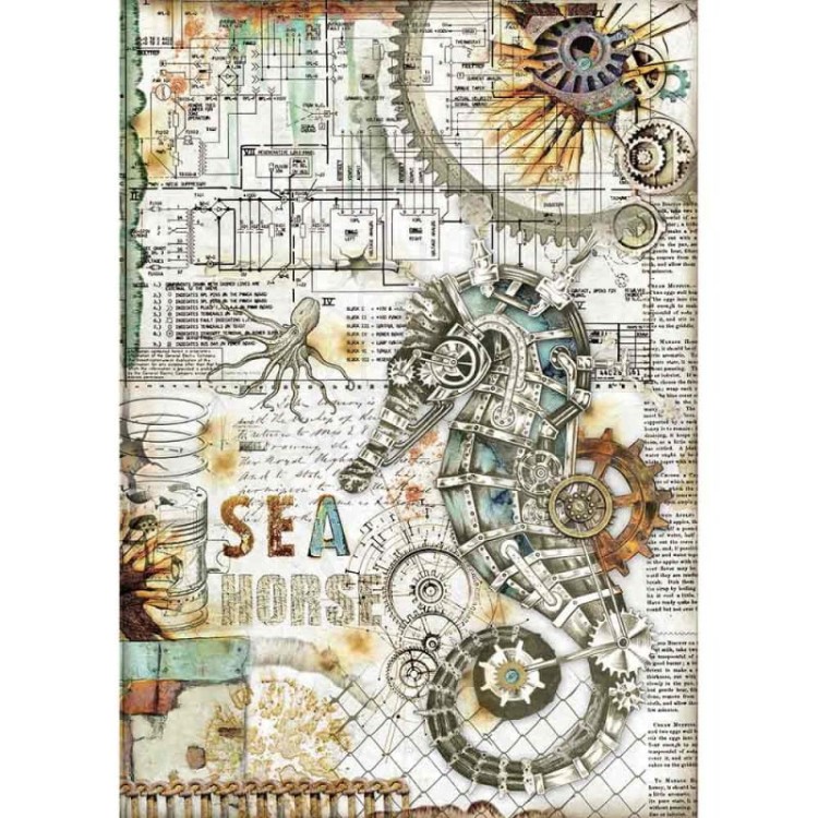 Papier ryżowy A4 Sea World Seahorse Konik morski DFSA4431 Stamperia