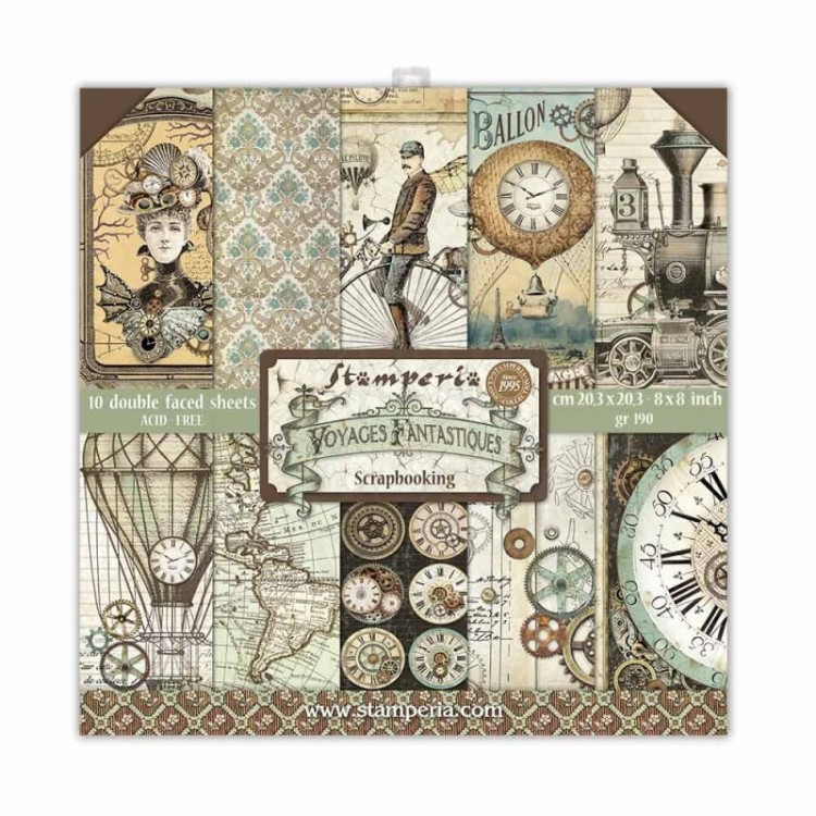 Zestaw papierów 20x20 Voyages Fantastiques SBBS30 Stamperia 1