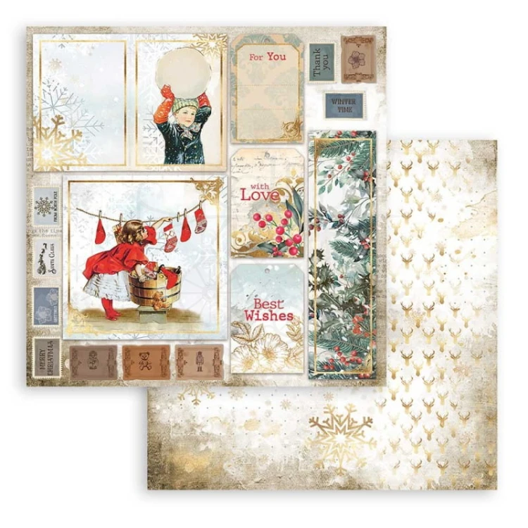 Zestaw papierów 30x30 Romantic Christmas SBBL96 Stamperia 9