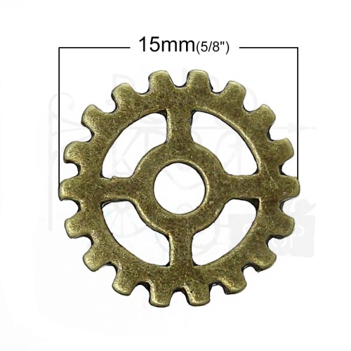 Trybik metalowy zębatka 15mm - wzór nr 2 - brąz