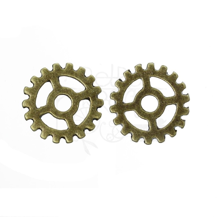 Trybik metalowy zębatka 15mm - wzór nr 2 - brąz