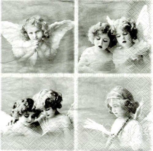 Serwetka 33x33 - Dzieci aniołki collage retro Sagen