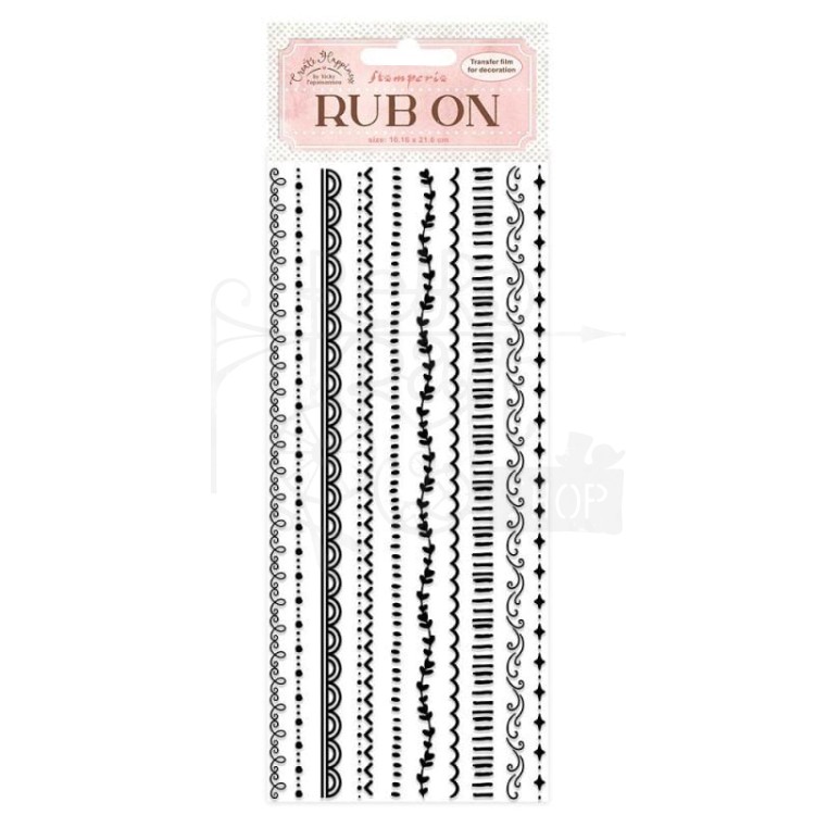Rub-On Transfer 10x21.6cm Create Happiness Border Black DFLRB01 Stamperia