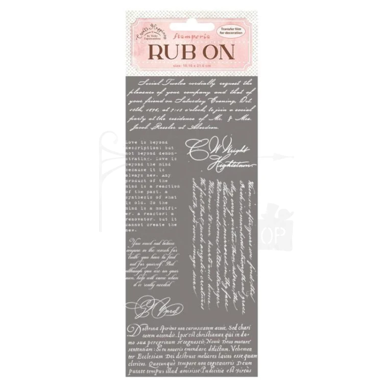 Rub-On Transfer 10x21.6cm Create Happiness Writing White DFLRB02 Stamperia