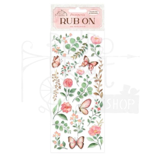 Rub-On Transfer 10x21.6cm Create Happiness Flowers and Butterfly DFLRB03 Stamperia