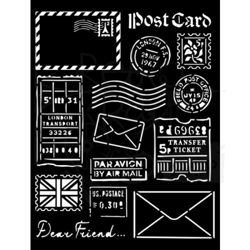 Szablon maska 20x25cm Our Way Post card Elementy pocztowe KSTD110 Stamperia