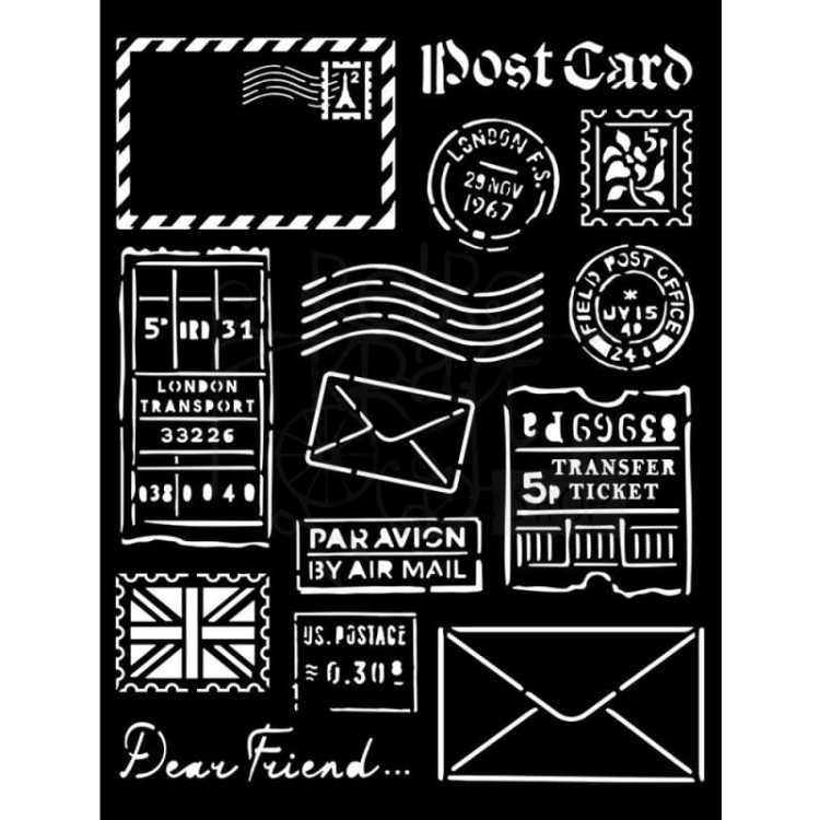 Szablon maska 20x25cm Our Way Post card Elementy pocztowe KSTD110 Stamperia