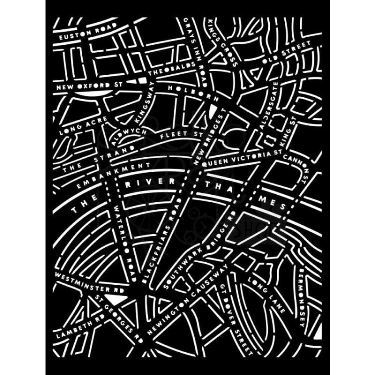 Szablon maska 20x25cm Our Way Street Map Plan mapa miasta KSTD111 Stamperia