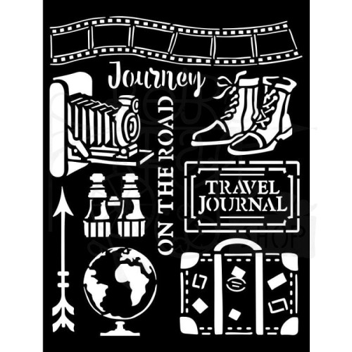 Szablon maska 20x25cm Our Way Journey Elements Akcesoria Podróżne KSTD113 Stamperia