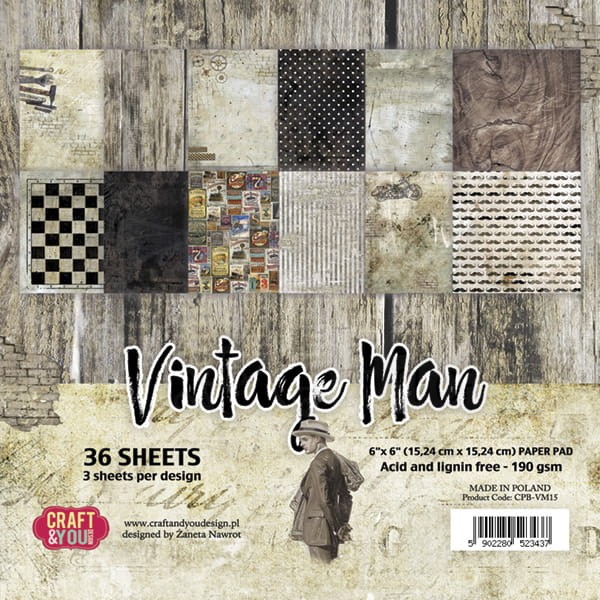 Zestaw papierów 15x15 Vintage Man CPB-VM15 Craft&amp;You Design