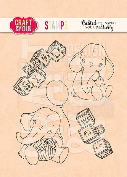 Stemple akrylowy Baby Elephant Słoniki - Baby Stamp Set CS023 Craft&amp;You Design