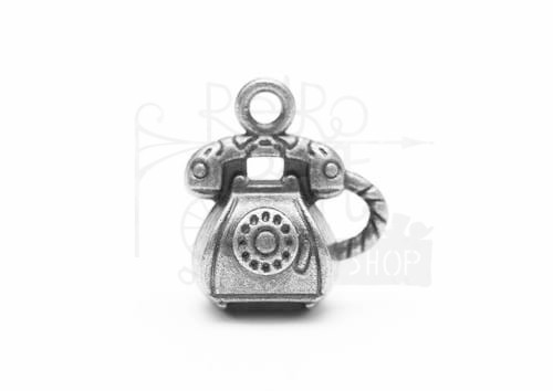 Ozdoba metalowa - telefon - antyczne srebro