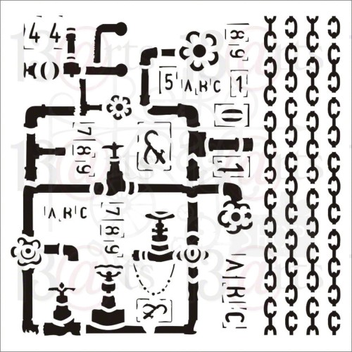 Szablon maska 15x15cm Industrial zone - Pipes and Chain ARTIND13 13arts 1