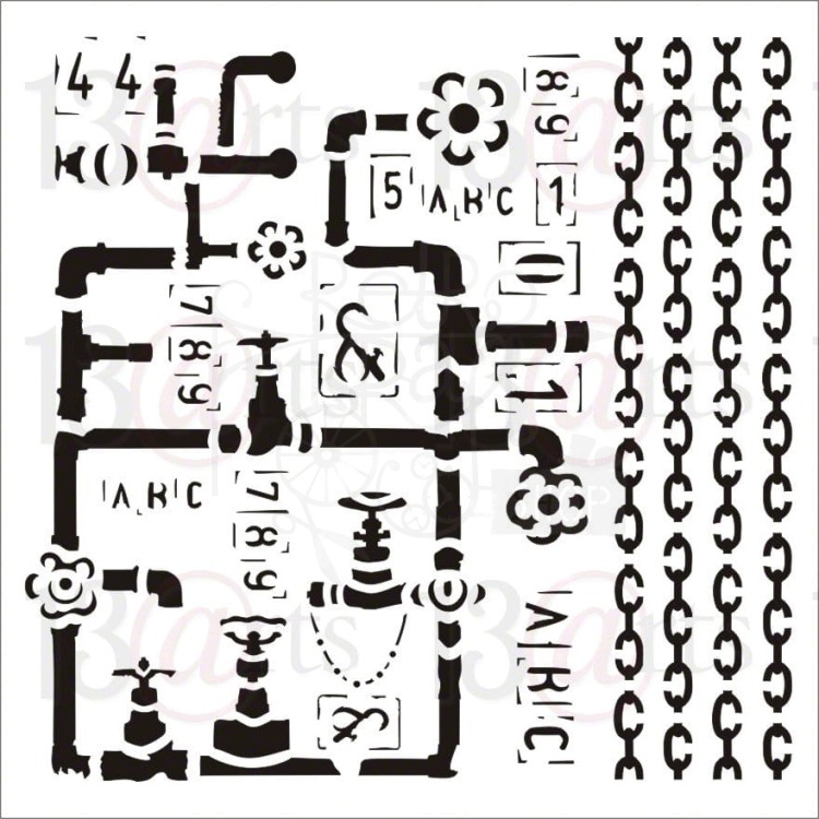 Szablon maska 15x15cm Industrial zone - Pipes and Chain ARTIND13 13arts 1