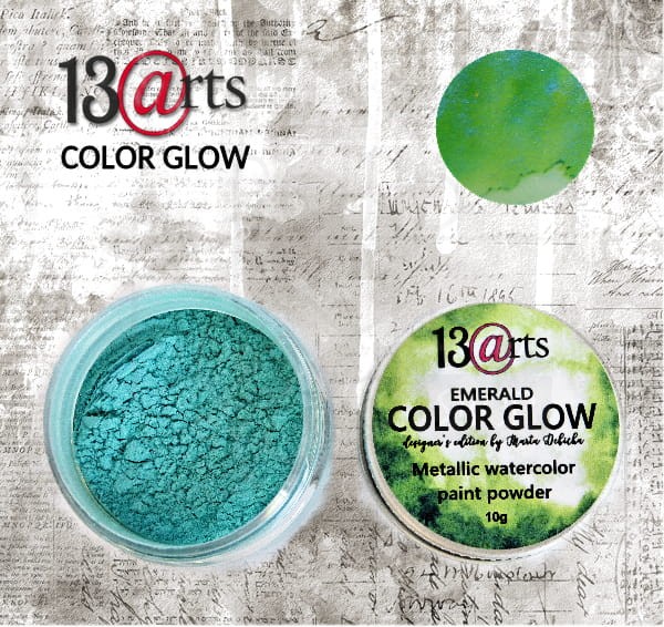 Metaliczna farba akwarelowa w proszku COLOR GLOW Emerald ARTGLO04 13arts