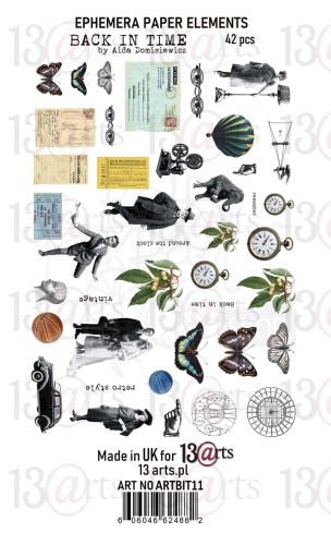 Ozdoby papierowe Ephemera Back in Time ARTBIT11 13arts 2