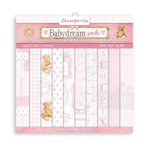 Zestaw papierów 20x20cm Babydream Pink SBBS58 Stamperia 1