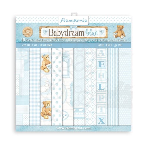 Zestaw papierów 20x20cm Babydream Blue SBBS56 Stamperia 1