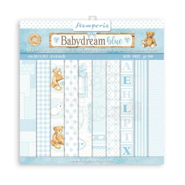 Zestaw papierów 20x20cm Babydream Blue SBBS56 Stamperia 1