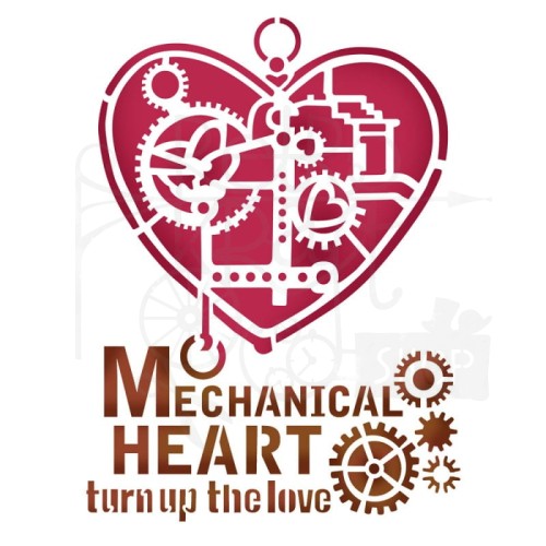 Szablon maska 15x20cm Mechanical Heart KSD285 Stamperia