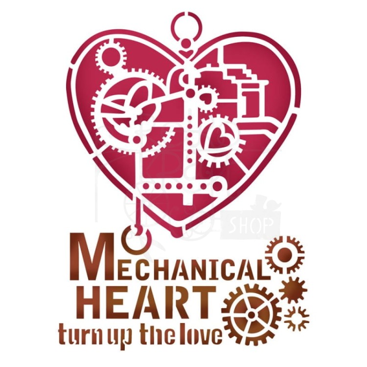 Szablon maska 15x20cm Mechanical Heart KSD285 Stamperia