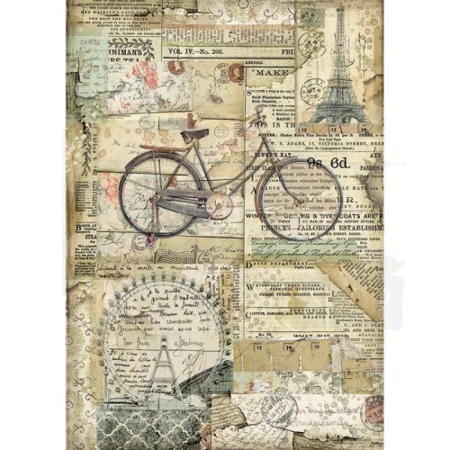 Papier ryżowy A4 Around the World Bicycle Rower DFSA4458 Stamperia