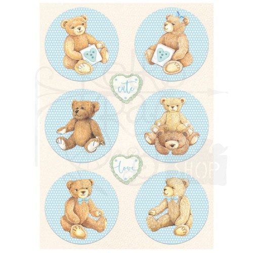 Papier ryżowy A4 Daydream Misie niebieskie DFSA4677 Stamperia