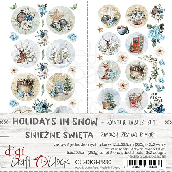 Zestaw etykiet 30 Holidays in Snow CC-DIGI-PR30 Craft O'Clock