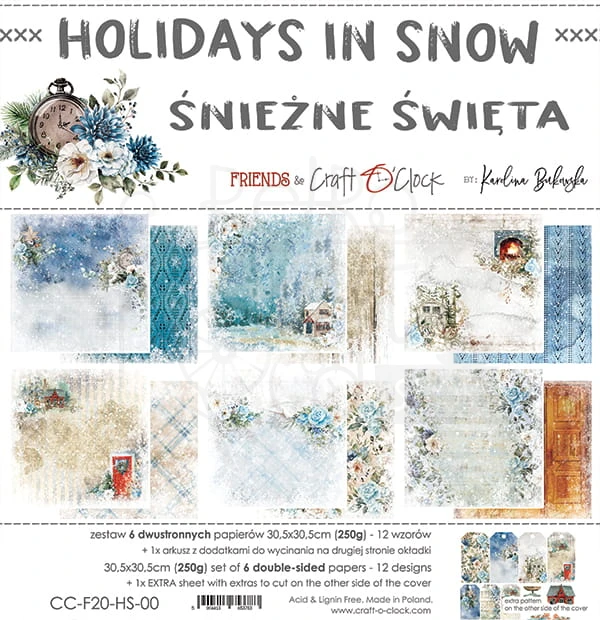 Zestaw papierów 30x30 Holidays in Snow CC-F20-HS-00 Craft O'Clock