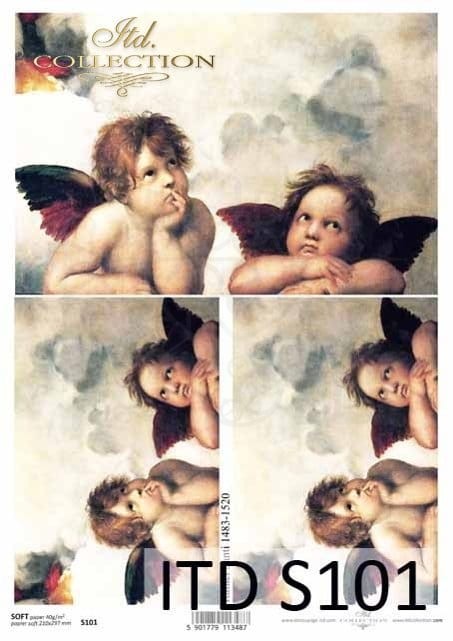 Papier decoupage SOFT A4 Anioły Rafael Santi S0101 ITD Collection