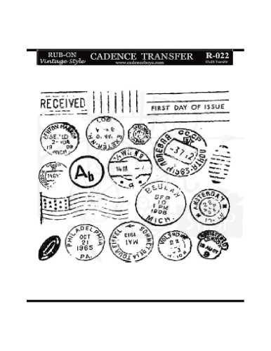 Rub-on Transfer 17x25cm Pieczątki pocztowe RB022 Cadence