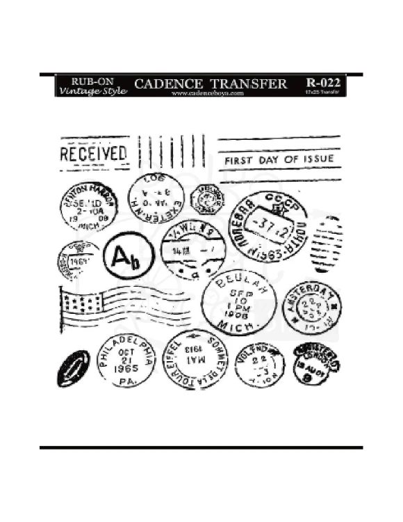 Rub-on Transfer 17x25cm Pieczątki pocztowe RB022 Cadence