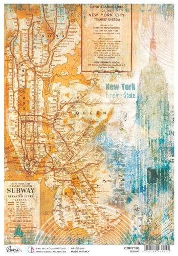 Papier ryżowy A4 Subway Mapa New York CBRP168 Ciao Bella