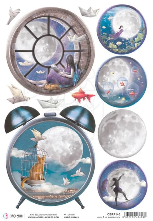 Papier ryżowy A4 Moon &amp; Me - Alarm Clock CBRP140 Ciao Bella