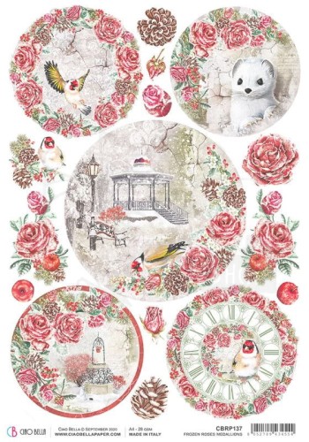 Papier ryżowy A4 Frozen Roses - Medallions CBRP137 Ciao Bella