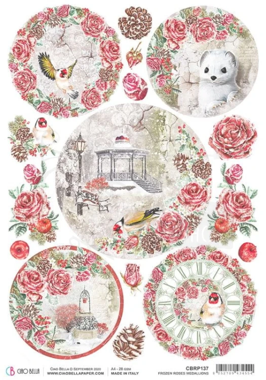 Papier ryżowy A4 Frozen Roses - Medallions CBRP137 Ciao Bella
