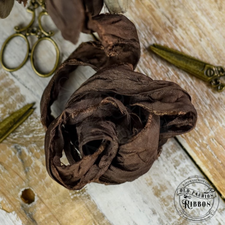 Wstążka gnieciona vintage czekoladowa oldsz-11 Old Fashion Ribbon