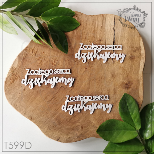 Tekturka napis Z całego serca dziękujemy - 3 szt T599D Fabryka Weny