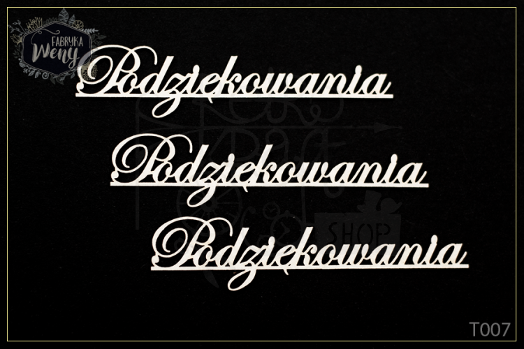 Tekturka napis Podziękowania - 3 szt T007 Fabryka Weny 1
