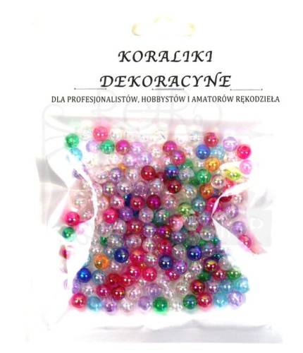Koraliki perełki kolorowe multikolor 6mm 20g 2
