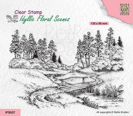 Stempel akrylowy Stream with bridge strumyk z mostkiem IFS057 Nellie's Choice